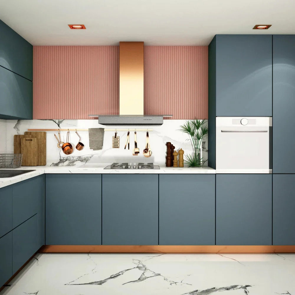 Modern kitchen with quartz countertops and smart storage features during a luxury kitchen and bath makeover